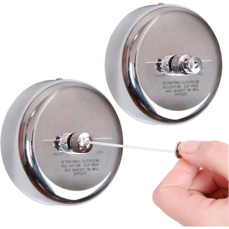 varal retrátil prata 2 peças ajustável inox jhhsyu a-bi