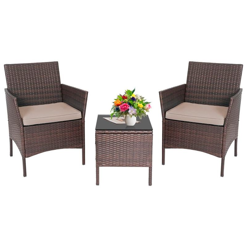 conjunto de bistrô de vime 3 peças 2 cadeiras 1 mesa de centro natural a-bi