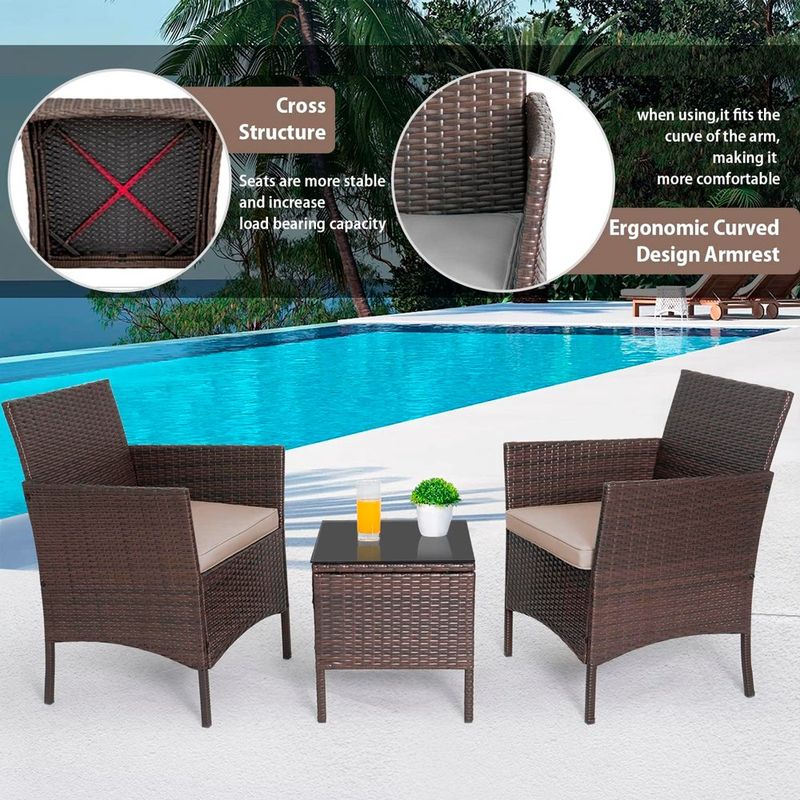 conjunto de bistrô de vime 3 peças 2 cadeiras 1 mesa de centro natural a-bi
