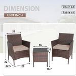 conjunto de bistrô de vime 3 peças 2 cadeiras 1 mesa de centro natural a-bi