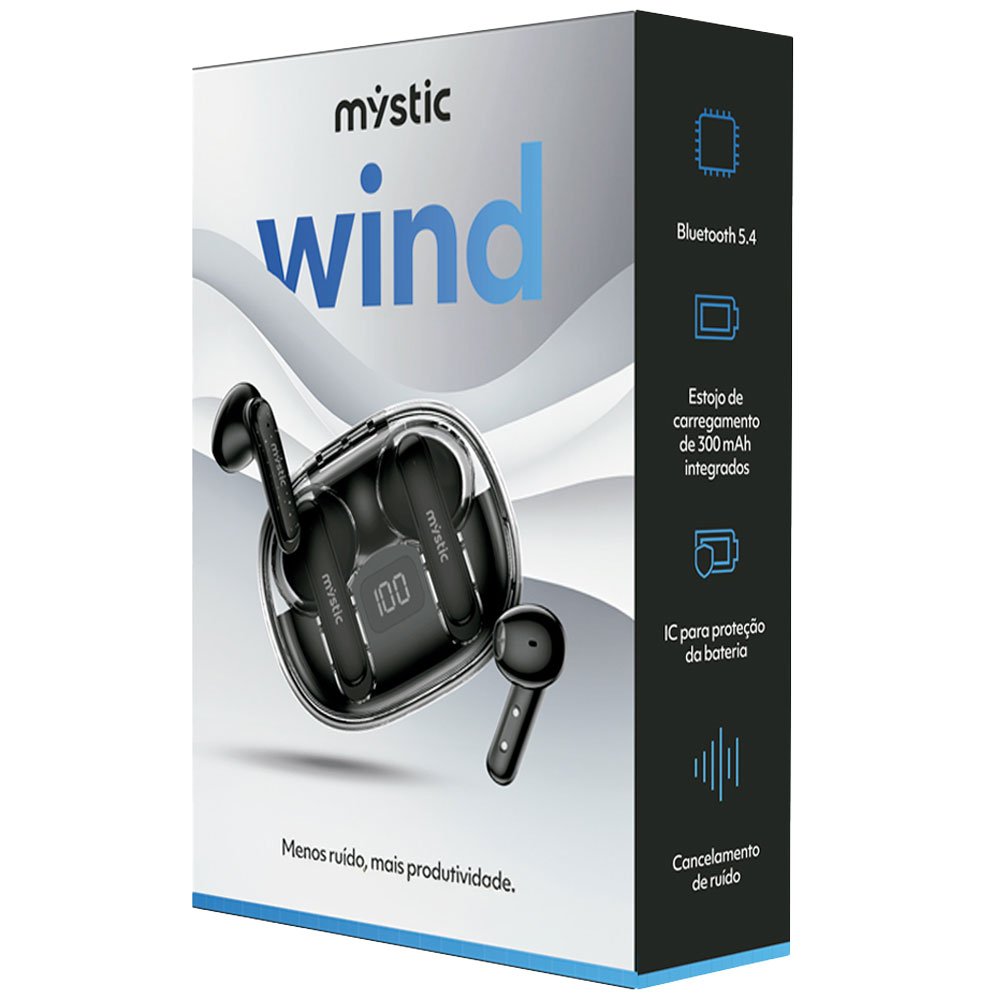 Fone De Ouvido Bluetooth Mystic Wind Preto MY-EB86-ENC-B (MP)