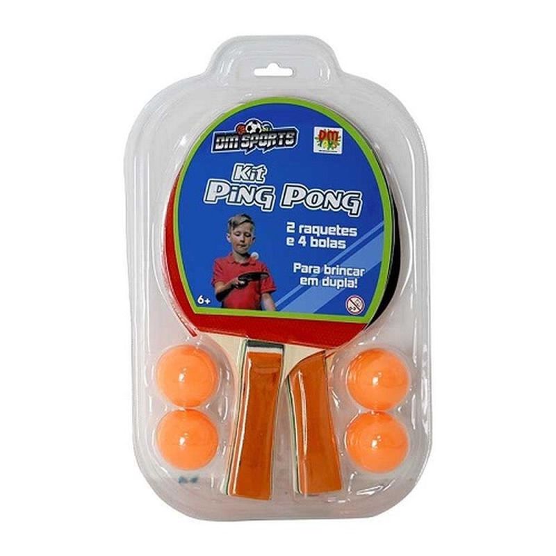 kit ping pong dm toys 2 raquetes e 4 bolas dmt6727 (mp)