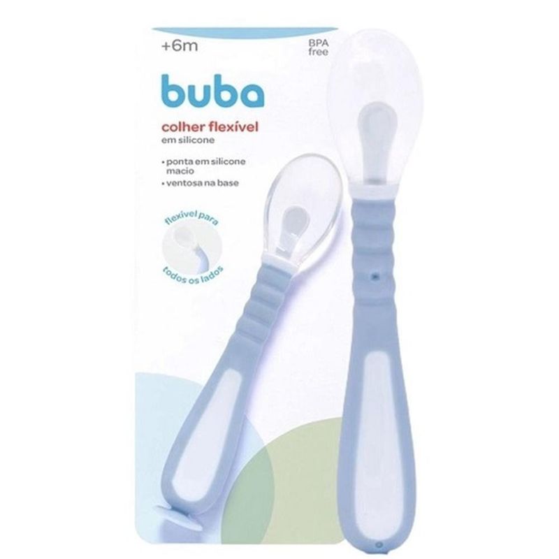 colher para bebê buba silicone azul 18079 (mp)