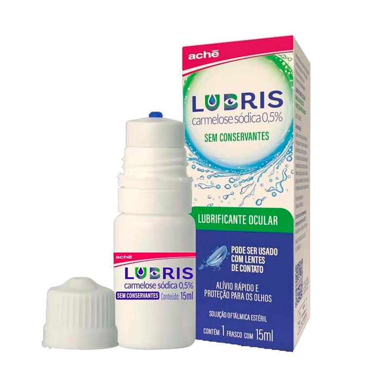 lubris carmelose 0,5% solução 15ml lubrificante ocular ache