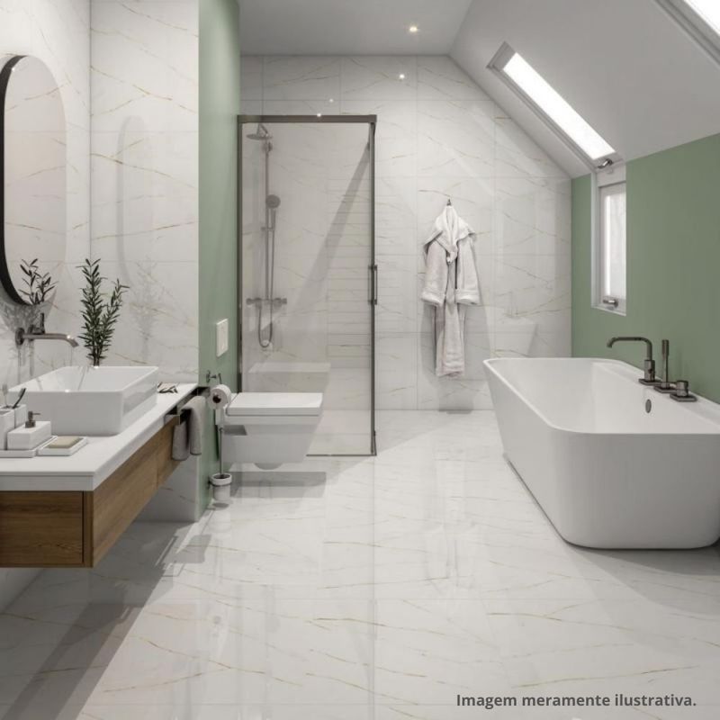 porcelanato polido retificado tecnogres 58x58cm calacatta gold caixa 2,03m² (mp)