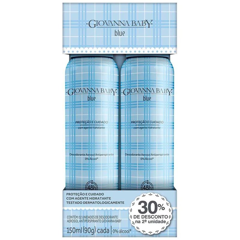 kit desodorante antitranspirante aerosol giovanna baby blue 150ml 2 unidades
