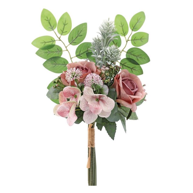 ramalhete rosas e hortênsias artificial cromus 35cm outono (mp)