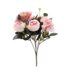buquê de rosas e hortênsias artificial cromus 28cm rosa 3652 (mp)
