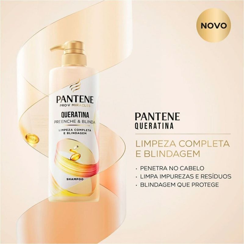 shampoo pantene queratina preenche & blinda 510ml