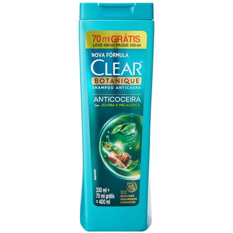 shampoo anticaspa clear botanique anticoceira 400ml