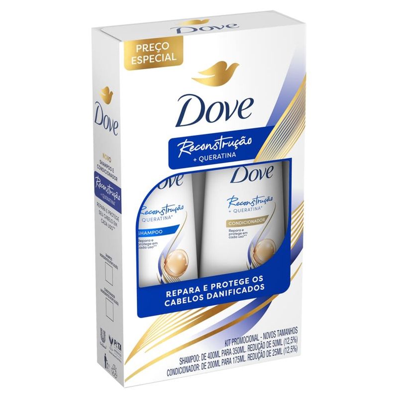 kit dove reconstrução shampoo 350ml + condicionador 175ml