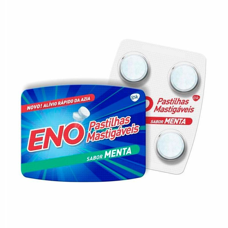 eno pastilhas mastigáveis sabor menta 4 unidades haleon