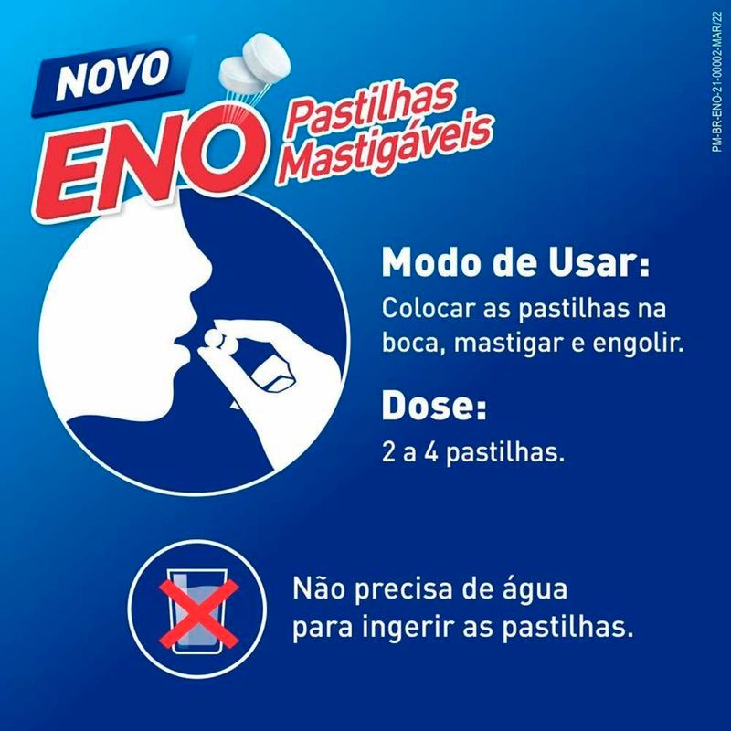 eno pastilhas mastigáveis sabor menta 4 unidades haleon