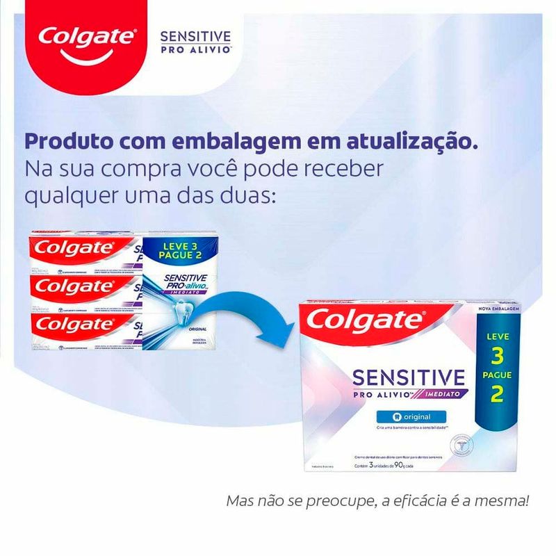 creme dental colgate sensitive pro alívio imediato 90g 3 unidades