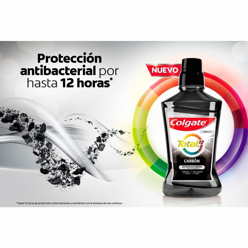 enxaguante bucal sem álcool colgate total 12 carvão 500ml