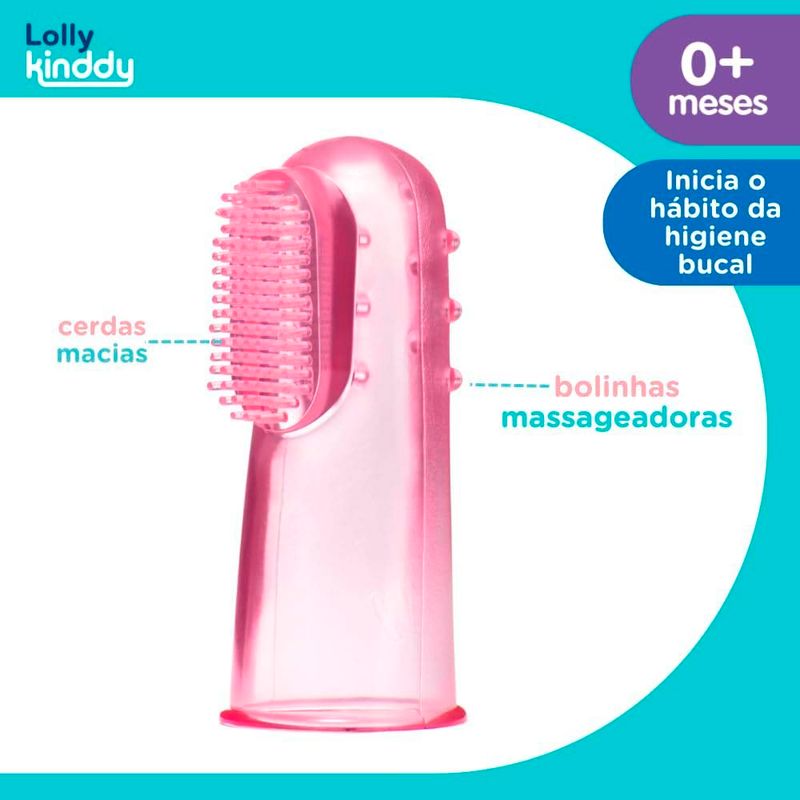 escova massageadora lolly kinddy 0+ rosa