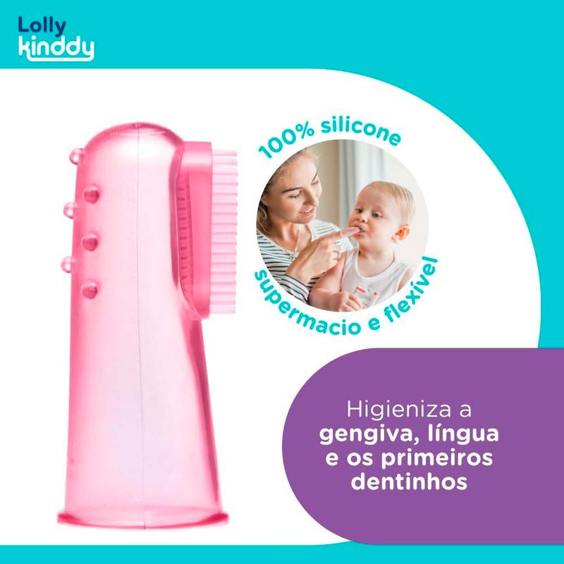 escova massageadora lolly kinddy 0+ rosa