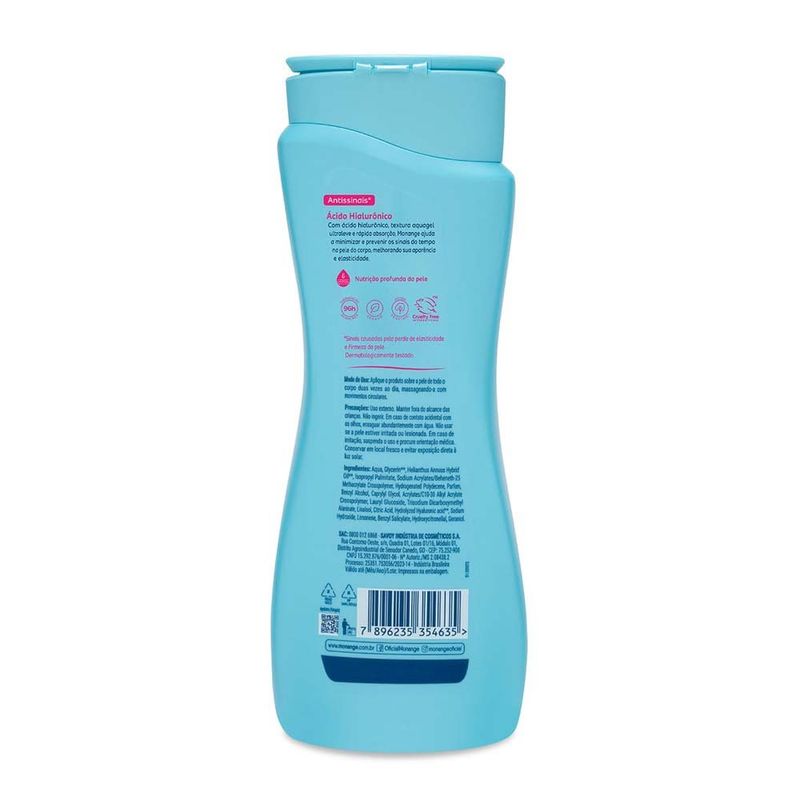 hidratante corporal antissinais monange com ácido hialurônico 400ml