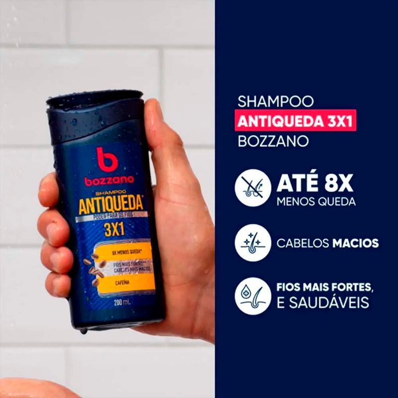 shampoo antiqueda 3x1 bozzano cafeína 200ml