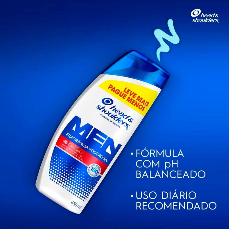 shampoo anticaspa head & shoulders men fragrância poderosa old spice 650ml