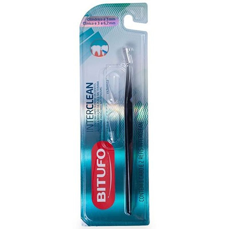 escova de dente bitufo interclean 1 cabo 2 refis