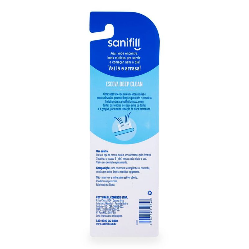 escova dental sanifill deep clean macia cores sortidas