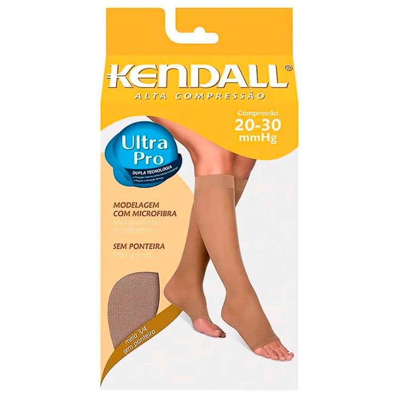 meia feminina alta compressão 3/4 sem ponteira m kendall mel 1 par