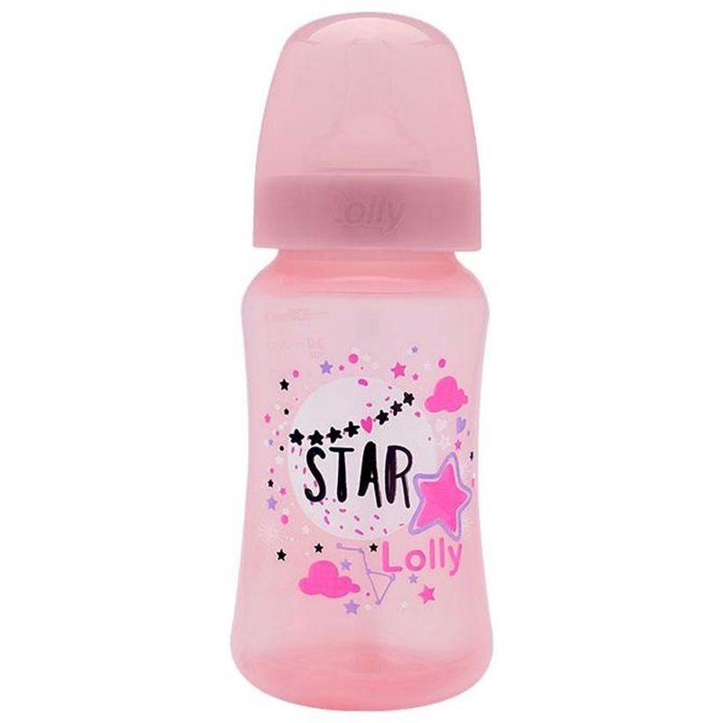 mamadeira lolly kinddy big star 3 + meses rosa 330ml