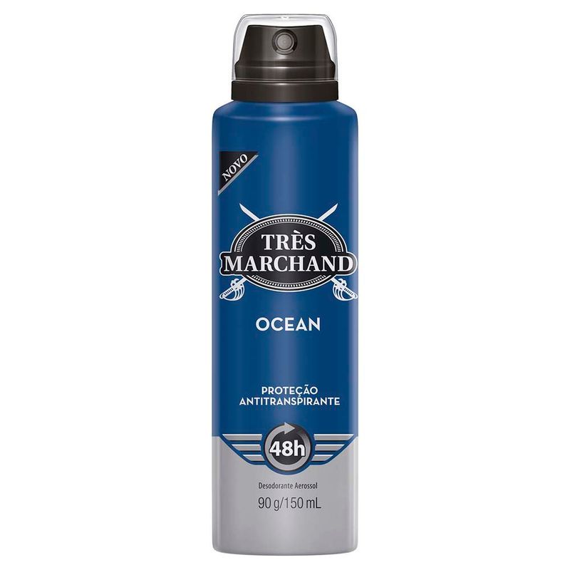 desodorante antitranspirante aerosol très marchand ocean masculino 48h 150ml