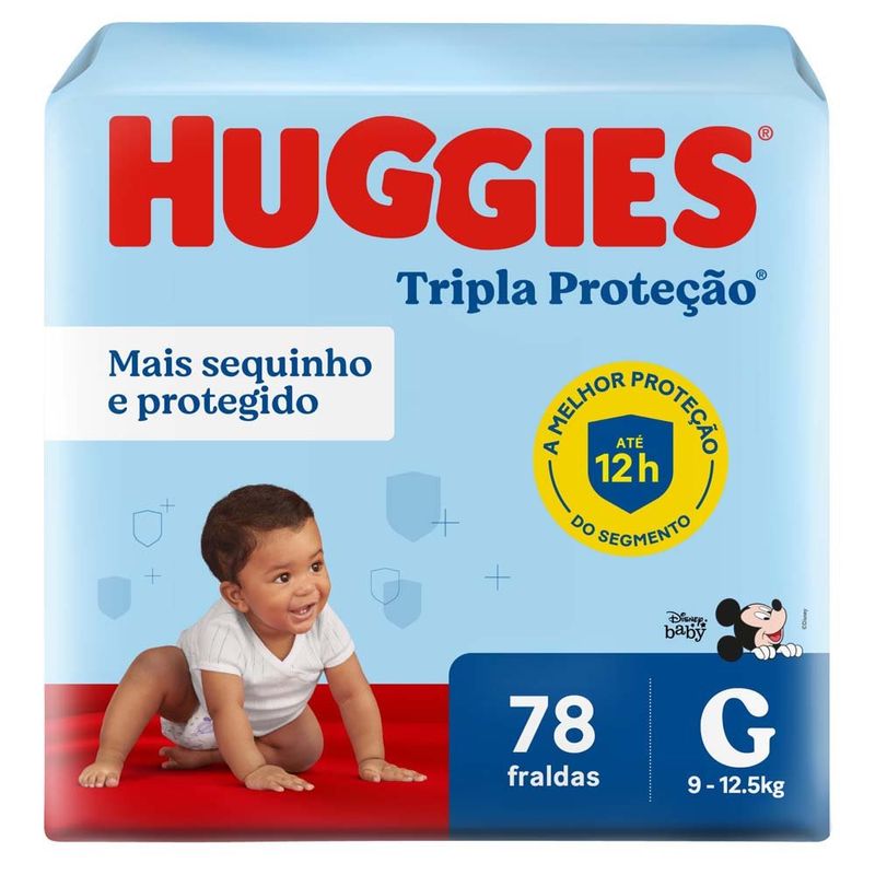 fralda descartável infantil huggies tripla proteção g 78 unidades