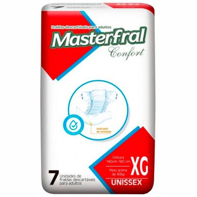 fralda descartável para adultos xg masterfral confort unissex 7 unidades