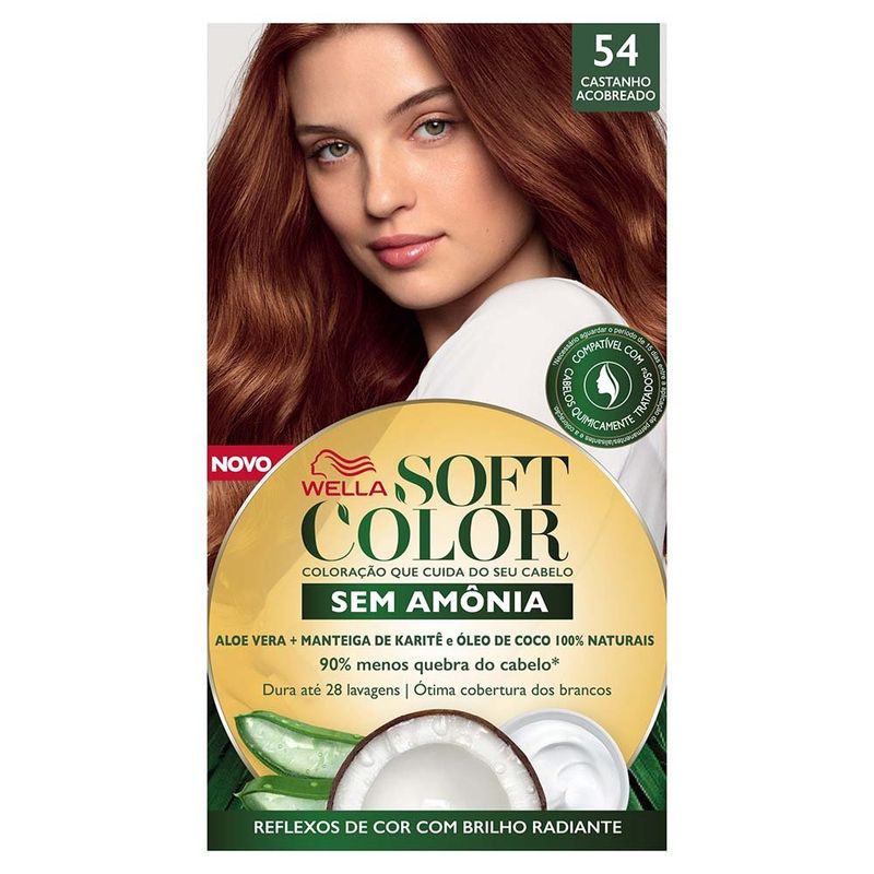 tinta para cabelo em creme wella soft color 54 castanho acobreado