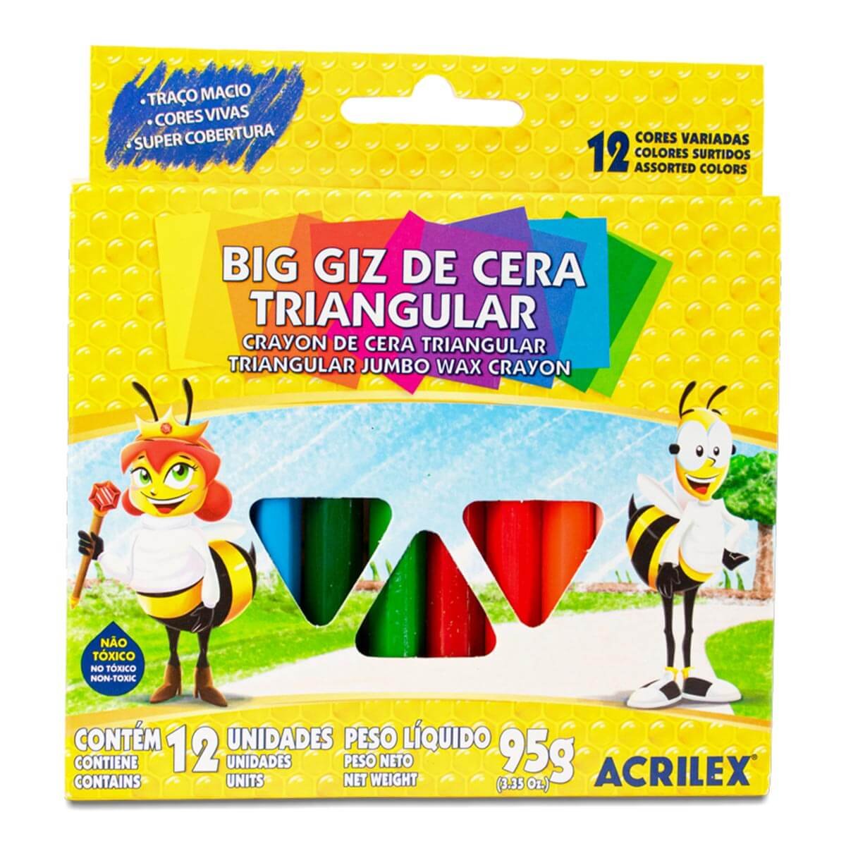 Giz de Cera Big Triangular Acrilex 12 unidades