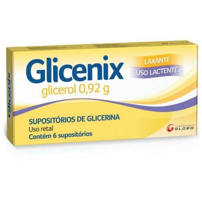 glicenix lactente 0,91g 6 supositórios de glicerina globo