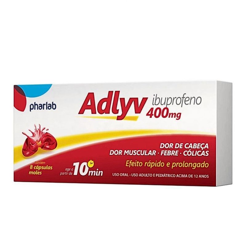 adlyv 400mg 8 cápsulas ibuprofeno pharlab