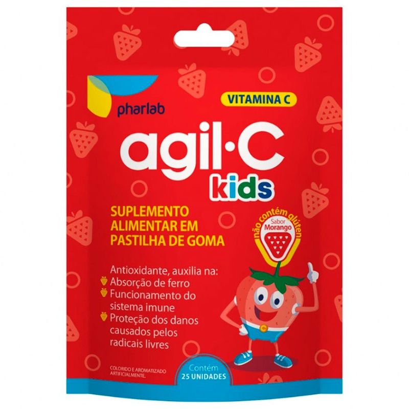 agil c kids 25 gomas sabor morango pharlab