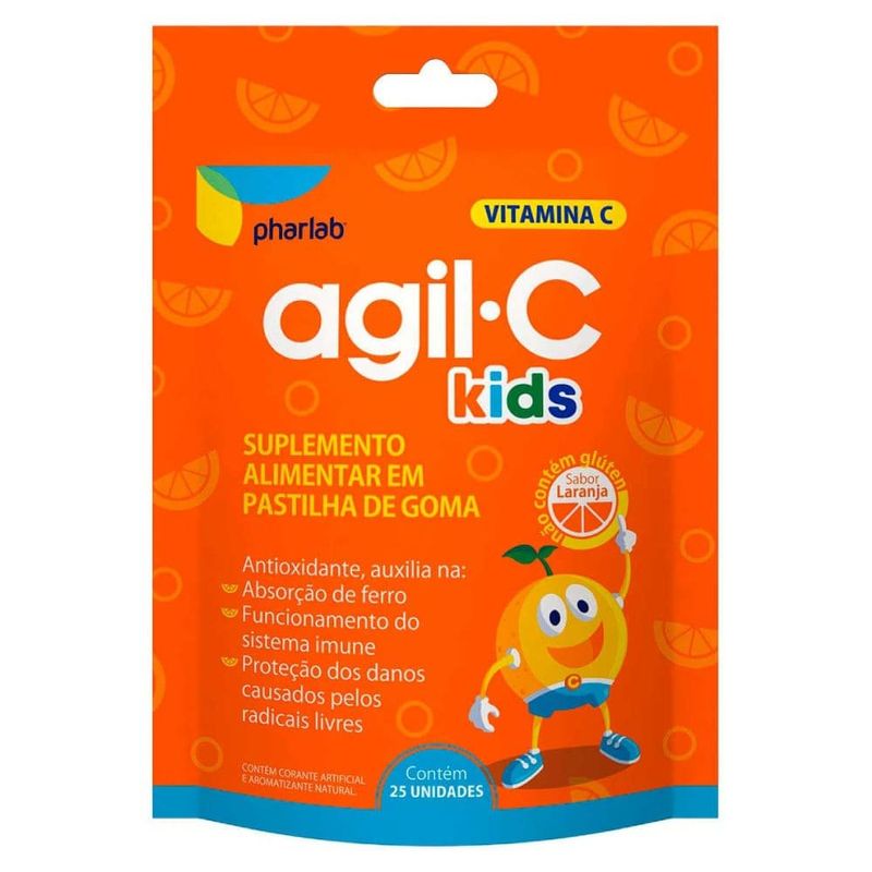 agil c kids 30mg 25 gomas sabor laranja pharlab