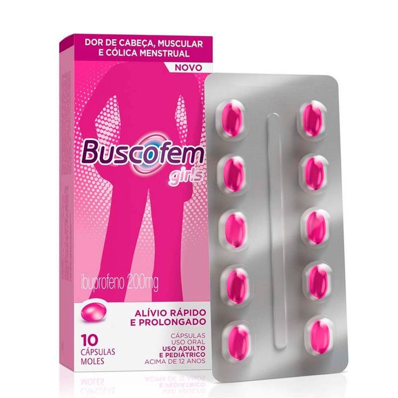 buscofem girls 200mg 10 cápsulas moles ibuprofeno