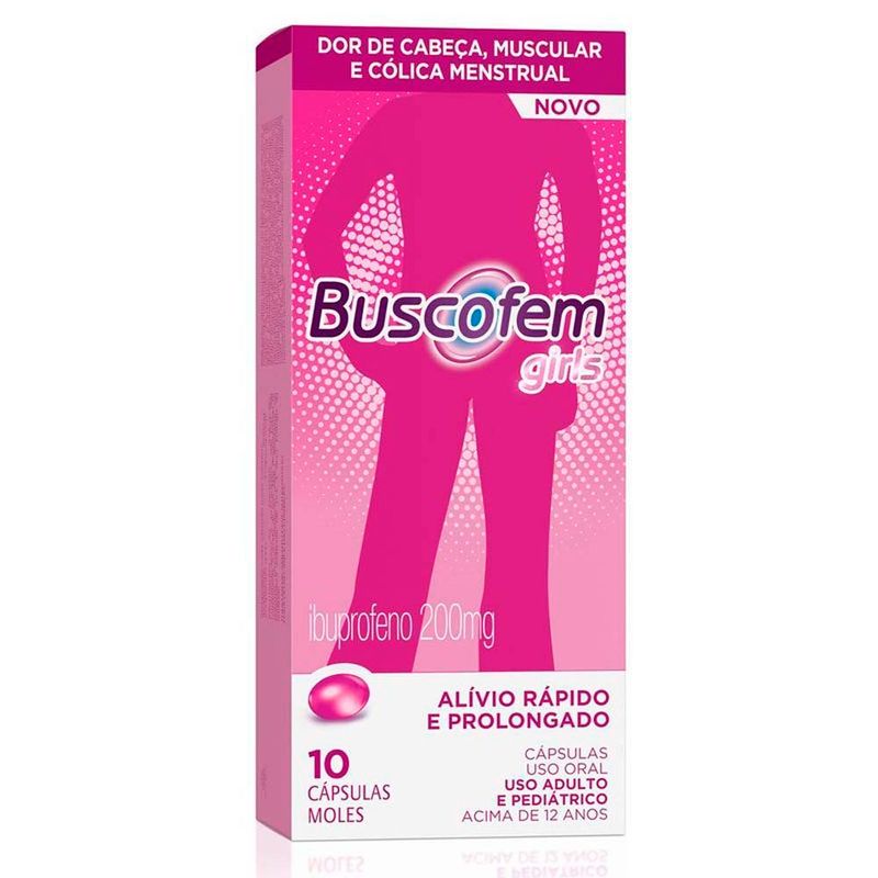 buscofem girls 200mg 10 cápsulas moles ibuprofeno