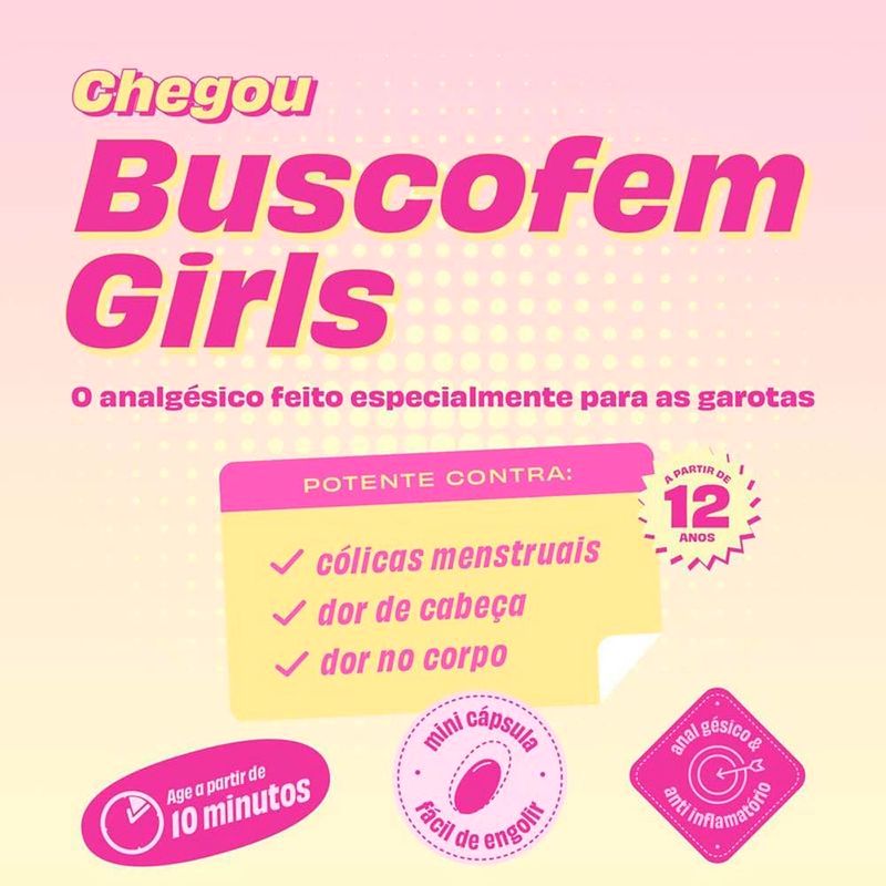 buscofem girls 200mg 10 cápsulas moles ibuprofeno