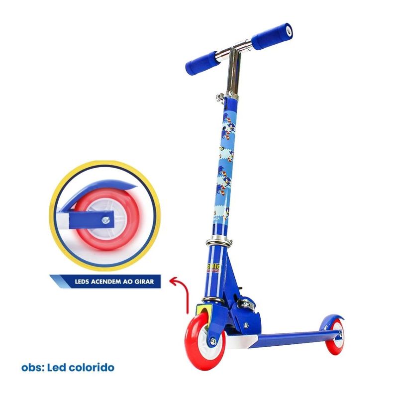 patinete infantil 2 rodas bbr toys sonic com led s008 (mp)