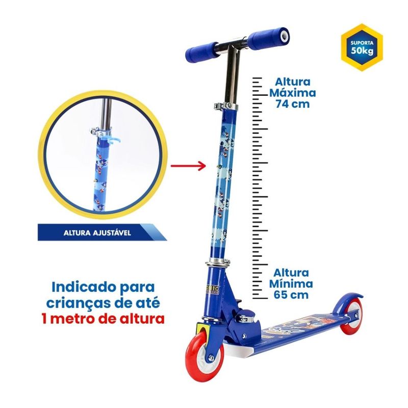 patinete infantil 2 rodas bbr toys sonic com led s008 (mp)