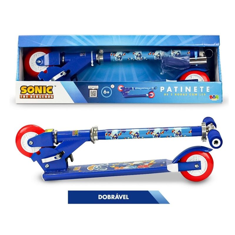 patinete infantil 2 rodas bbr toys sonic com led s008 (mp)