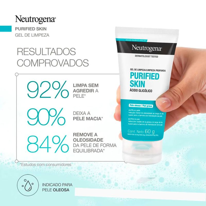 gel limpeza facial neutrogena purified skin 60g