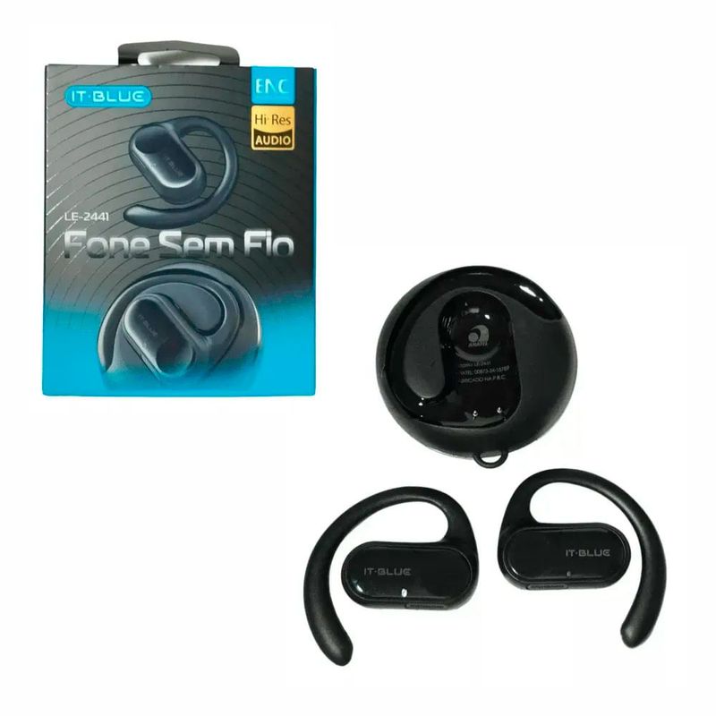 fone de ouvido sem fio it blue bluetooth preto (mp)