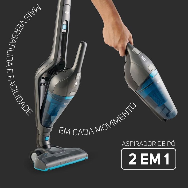 aspirador de pó vertical wap 2 em 1 sem fio eco rápido cinza