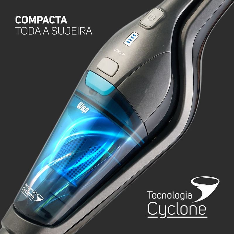 aspirador de pó vertical wap 2 em 1 sem fio eco rápido cinza