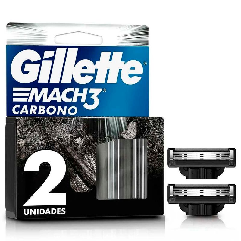 refil para aparelho de barbear gillette mach3 carbono 2 cargas