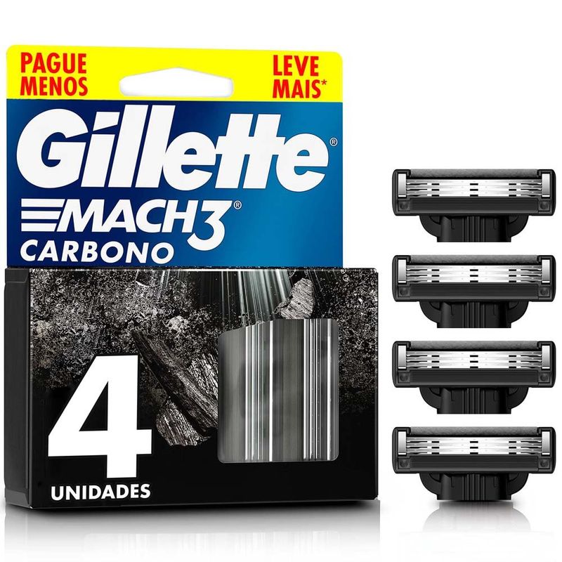 refil para aparelho de barbear gillette mach3 carbono 4 cargas