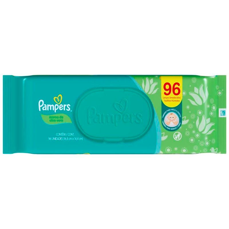lenço umedecido pampers aroma de aloe vera 96 unidades